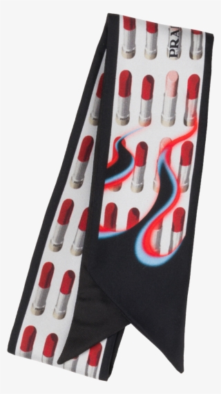 Double Match Lipstick Printed Silk Skinny Scarf - Scarf