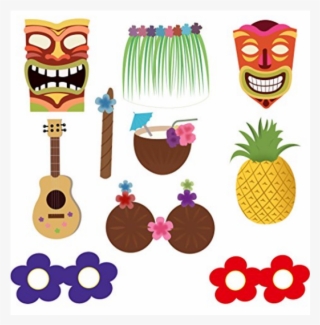 Hawaiian Photobooth Props-10 Pcs - Hawaiian Theme Props