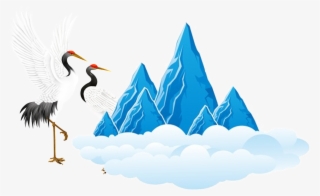Yuanshan White Crane Png - 山 と 雲 イラスト