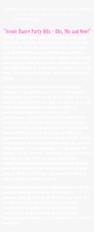 Cold Shot Is Nominated For A 2019 Sacramento Music - Code Of Conduct