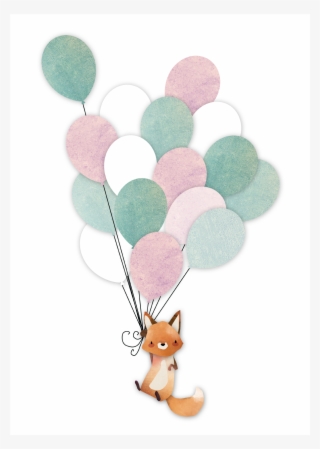 Sweet Little Fox Holding Balloons For A New Mummy To - Balloon