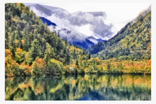 Low Poly Foggy Chinese Mountain - Clip Art