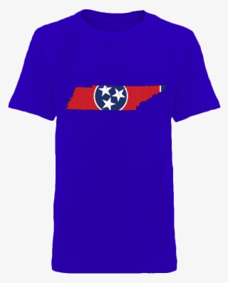 Tennessee Flag State Outline Red Youth Royal Blue Short - Active Shirt