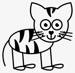 Cat With Stripes Outline Rubber Stamp - Stick Figure Dog Png