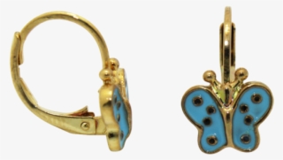 Junior Jewels 18k Yellow Gold Overlay Enamel Butterfly - Earrings