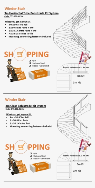 Winder Stair Handrail Kit - Diagram - 560x943 PNG Download - PNGkit