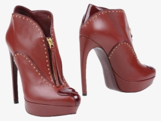 Alexander Mcqueen Red Leather Gold Studded Ankle Boots - Alexander Mcqueen Red Boots