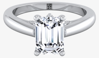 Emerald Cut Diamond Solitaire Engagement Ring With - Emerald Cut Engagement Ring Prong