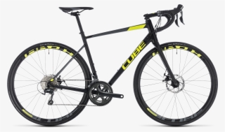 Cube 2018 Attain Race Disc Black / Flash Yellow Road - Cannondale Synapse Disc Sora