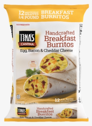 Tina's Cantina Egg, Bacon, & Cheese Breakfast Burritos, - Tina's Cantina Breakfast Burritos