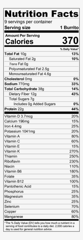 Breakfast Burritos - 1 2 Cup Strawberries Nutrition Label