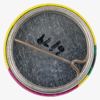 Yellow And Pink With Black Triangle Button Back Art - Circle