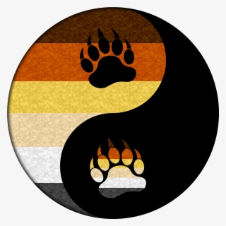 Bear Pride Yin And Yang With Paw Symbols Black Gray - Bear Paw Yin And Yang