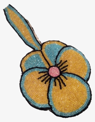 Beautiful Antique Glass Beaded Flower Shaped Purse - Illustration