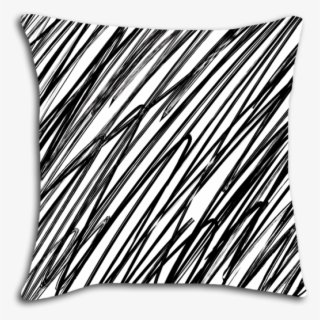 Doodle Lines Black And White Striped Decorative Throw - Throw Pillow