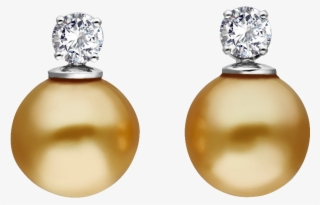 Golden Tahitian Pearl And Diamond Earrings - Earrings