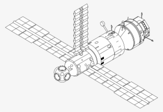 Mir 1987 Configuration Drawing - Estacion Y Sonda Espacial