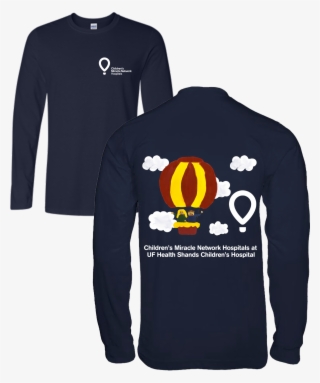 Dark Blue Long Sleeve Shirt Featuring Red And Yellow - Long-sleeved T-shirt