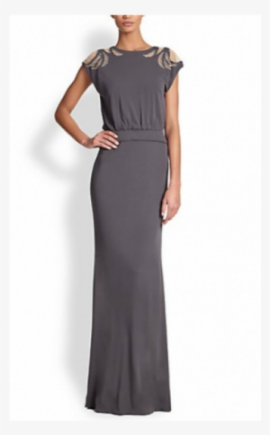 Art Deco Beaded Cap Sleeve Gown - Gown