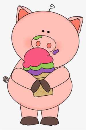 Cute Cartoon Pig Eating