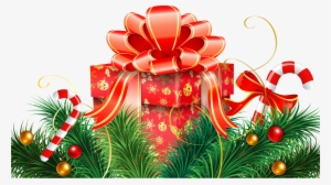 Christmas Decoration With Candy Canes And Red Gift