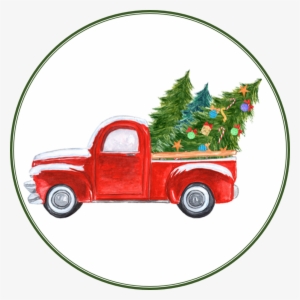 Personalized Christmas Cookies - Watercolor Christmas Truck Png