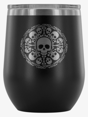 Teelaunch Wine Tumbler Black Skull & Bones Wine Tumbler - Tumbler