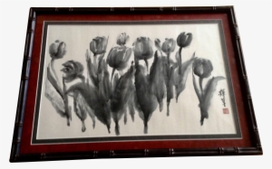Black Tulip Flowers Watercolor Painting Works On Paper - Watercolor Painting