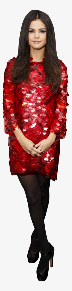 Selena Gomez In Red Dress And Black Pantyhose Png Image - Girl