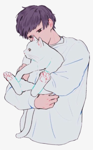 Guzzler Какой-то Парень С Котом - Aesthetic Anime Boy Icon Pastel