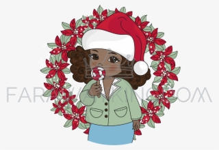 Black Christmas Portrait Mermaid Wreath Vector Illustration - Retrato Para Año Nuevo