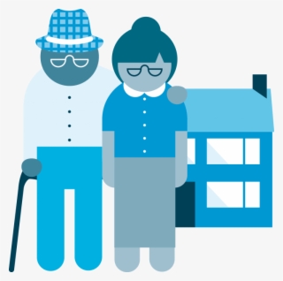 An Elderly Couple Outside Their House