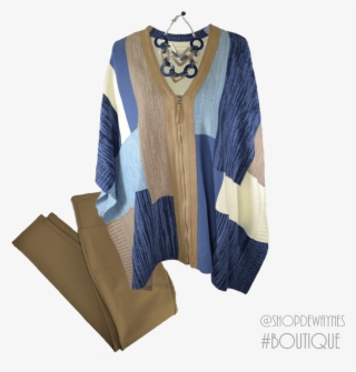 Blue Khaki Poncho - Cardigan