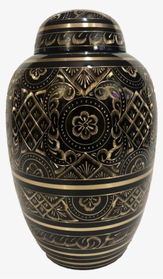 Lustrous Engraved Brass Urn - Porcelain