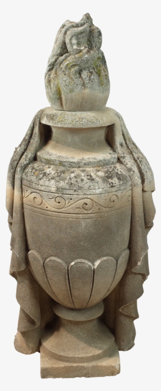 Carved Stone Cloaked Urn - Bronze Sculpture