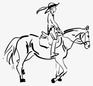 To Ride A Horse Png - Girl Riding Horse Drawing