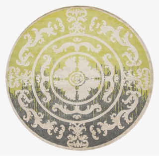 Pompadour Circle Shadow Lime Classical French Rug Revisited - Circle