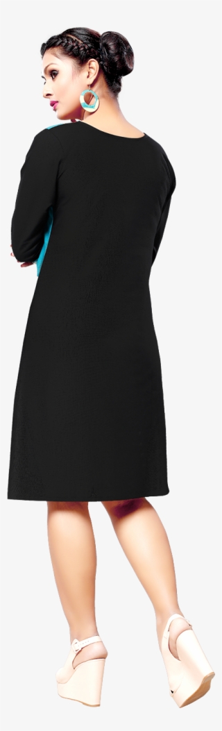 Yuri's Multicoloured Cotton Straight Kurti - Sukienka Z Szyfonowymi Rękawami