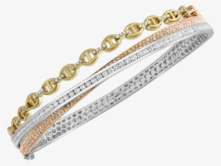 Rose White And Yellow Gold Diamond Bracelet - Bangle