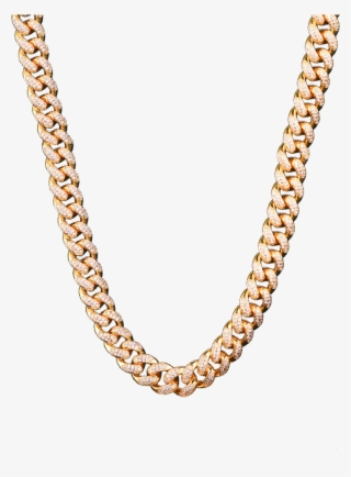 12mm 14k Gold Iced Out Cuban Chain - Necklace