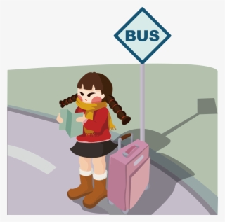 New Year Doll Waiting Car Travel Watching Map Png And - Cartoon