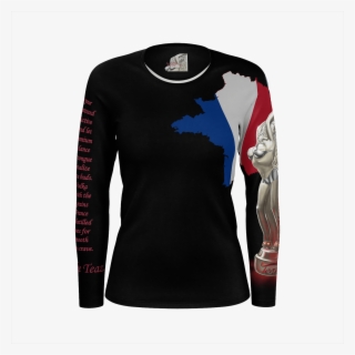 Teaz Girl , Slogan Sleeve, France, Black Shirt - Long-sleeved T-shirt