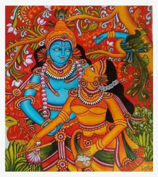 Dancing Radha Krishna Mural Art - Religion
