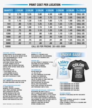 Mikey Designs T-shirt Screen Printing Price List - Contract Screen Printing Price List 2018