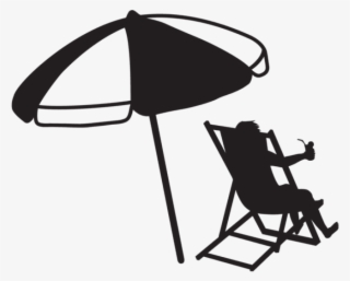 Free Png Download Man At The Beach With Umbrella And - Beach Umbrella Black And White