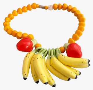 Vintage Parrot Pearls Banana Bunch Ceramic Necklace - Saba Banana