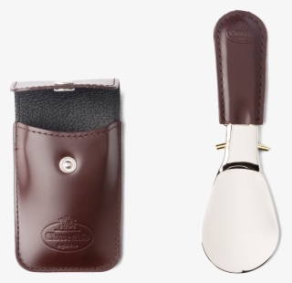 Travel Shoe Horn Folding Shoe Horn With Pouch Brown - Leather