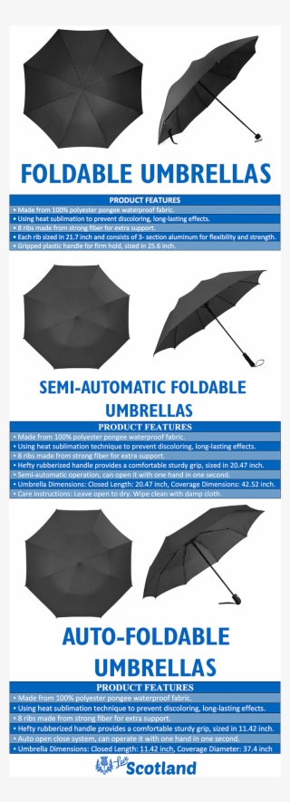 Product Details & Sizing - Umbrella