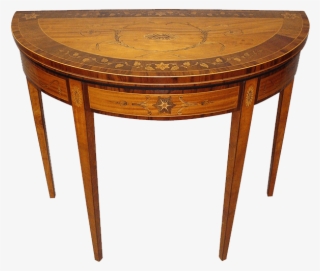 A Fine George Iii Satinwood And Marquetry Demilune - Table