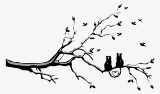 Cats, Midnight Gothic, Surreal, Abstract, Dark Design - Cat And Birds Wall Decal